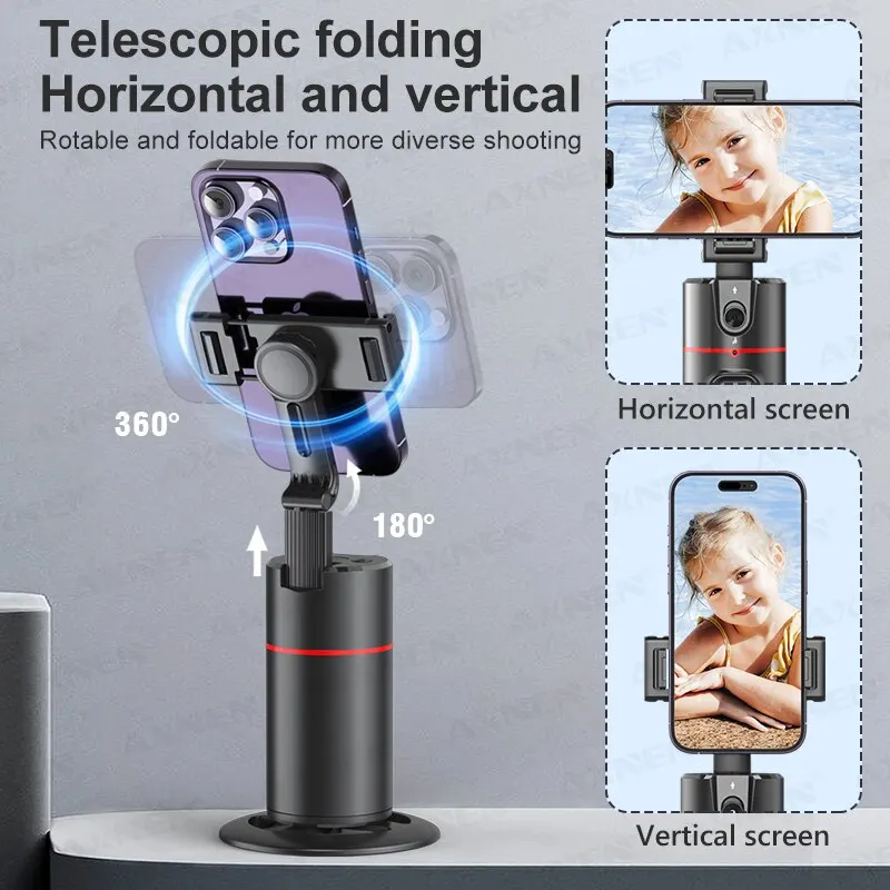 Handheld Gimbal Stabilizer AXNEN P02 360 Rotation Follow-up Monopod Desktop Tracking with Remote for Phone Live Photography
