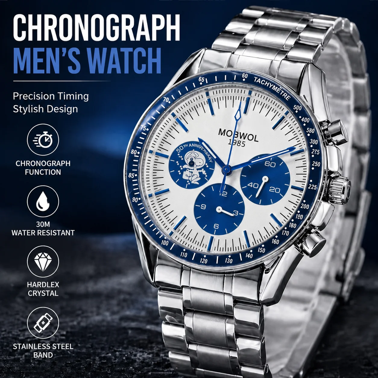Luminous Calendar Luxury Men's Quartz Watch - Stainless Steel, Waterproof, Sporty Design