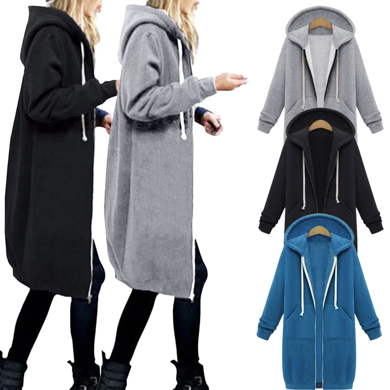 New Women's Long Wide Hooded Jacket Hooded Winter Coat Warm Loose Hoodie Coat Zipper Cardigan Women's Sports Hoodie Coat kids children kakegurui compulsive gambler hoodies yomoduki runa cosplay hoodie zip up hooded long jacket coat