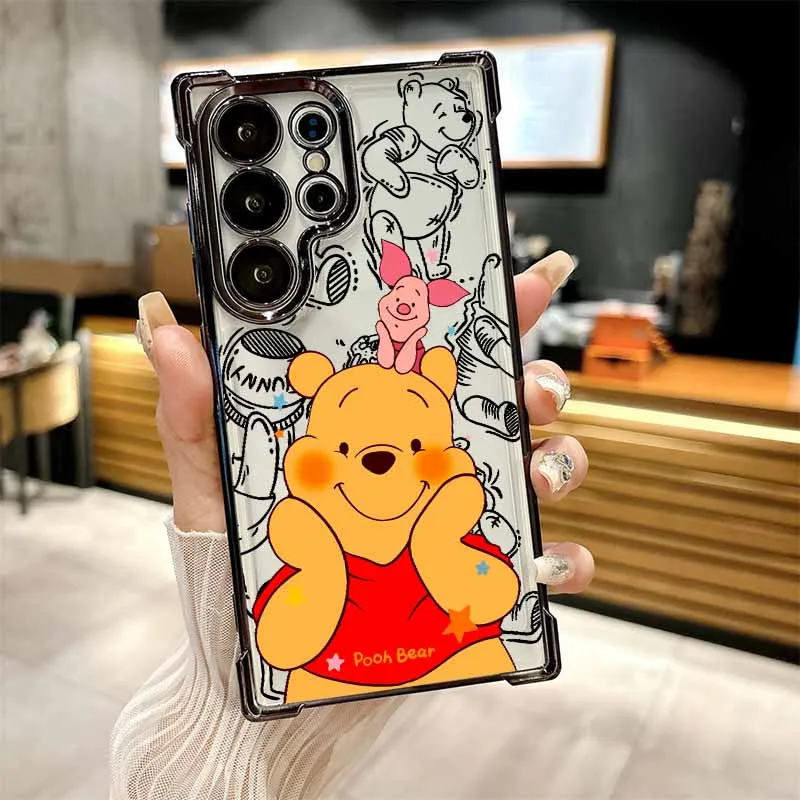 Cute Winnie the Pooh For Samsung S26 S25 Edge S24 S23 S22 S21 S20 Note 20 Ultra Plus Lite Anti-Fall Phone Case 5