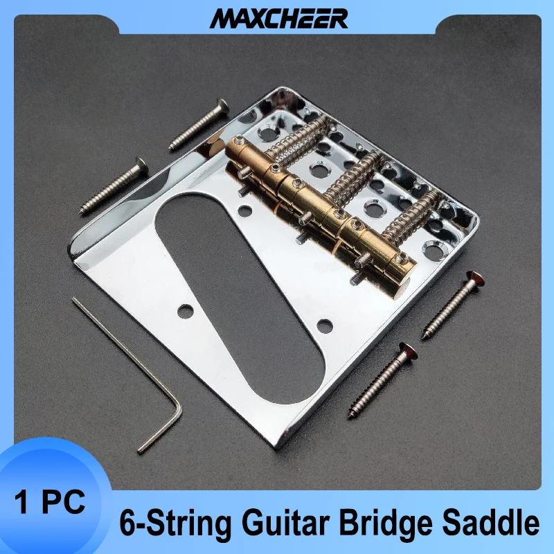 

6-String Electric Guitar Bridge Saddle with 3 Adjustable Brass Saddle 76.5*85mm for 6-String Electric Guitar Chrome