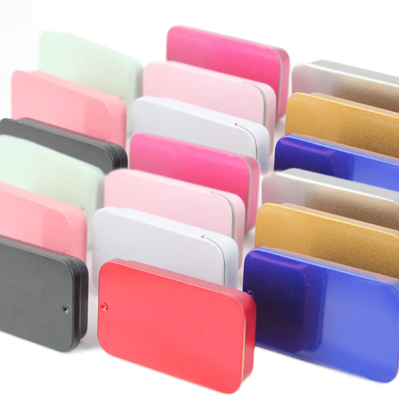 20pcs Metal Rectangular Empty Mini Tin Box Slide Cover Storage Box for  Candy Portable Containers Small Organizer Storage Box