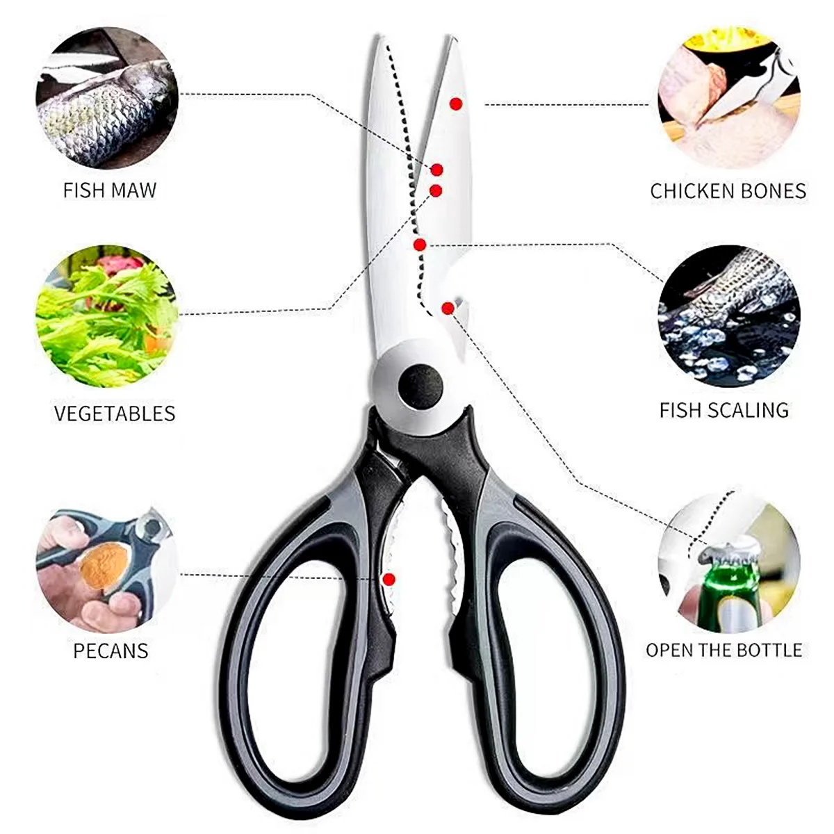 Multifunction Kitchen Scissors Plastic Handle Stainless Steel Kitchen Tijeras De Cocina Chicken Bone kitchen scissors