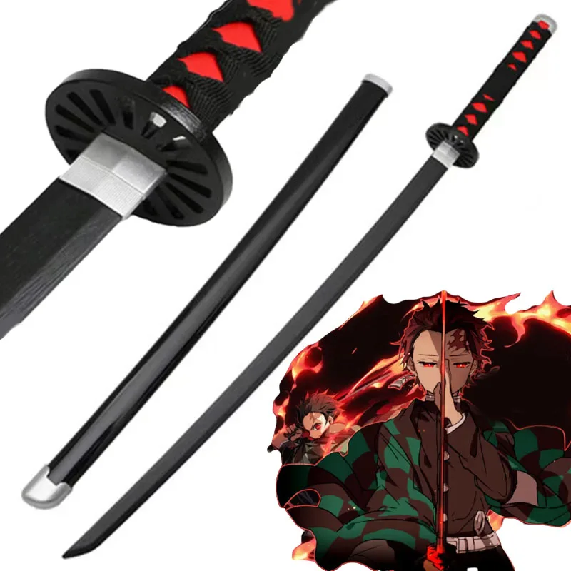 Cosplay Kimetsu No Yaiba Spada Arma Demone Slayer Satoman Tanjiro Kaigaku Spada 1:1 Anime Ninja Coltello Legno Prop 104Cm Katana