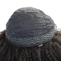 Perruque de cheveux humains afro crépus bouclés 4C, demi-tête, noir naturel # 1B Noir de jais # 1 perruque pleine tête vierge Remy fabriquée à la machine pour femme 4