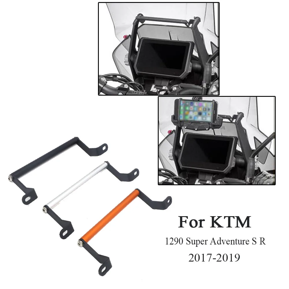 Motorcycle Phone Stand for KTM 1290 Super Adventure S/R 17-18,Stainless Steel Black GPS Navigation Motorcycle Bracket Phone Holder Mount