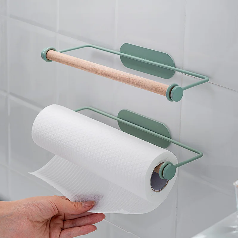 Tissue Holder Adjustable Stable Roll Paper Towel Holder Kitchen Push Type  Roll Fresh-keeping Bag Shelf For Home - AliExpress
