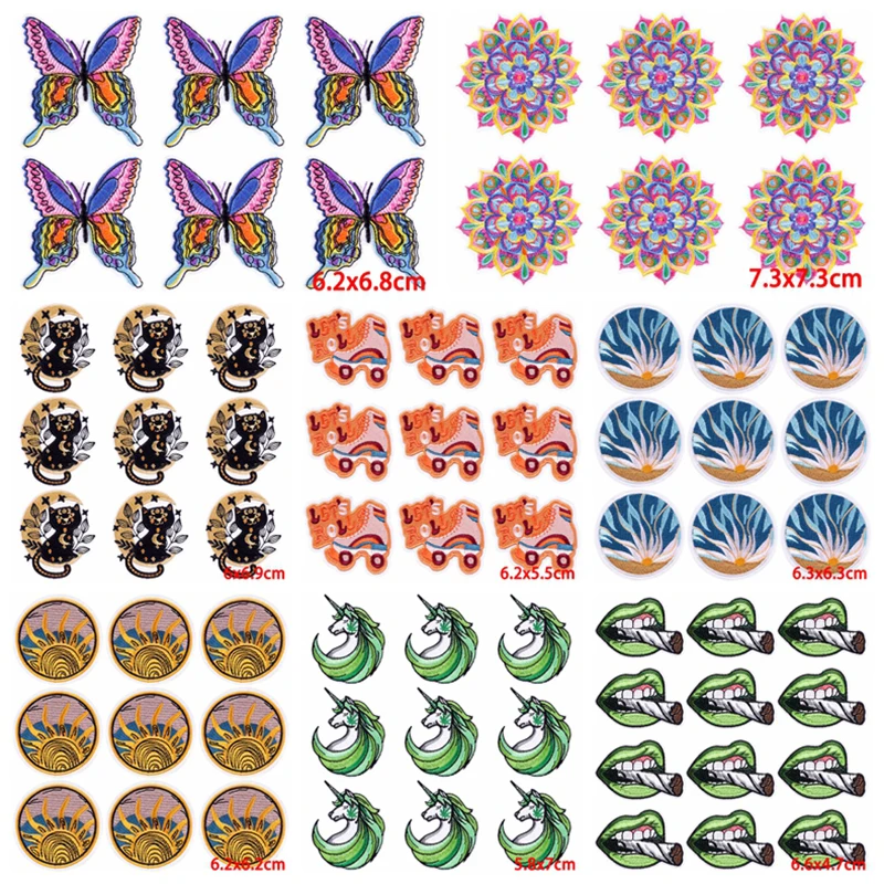 

10 pcs/lot Wholesale Colourful Butterfly Embroidered Patches For Clothing Fusible Patch Cartoon Badge Iron On Patches On Clothes