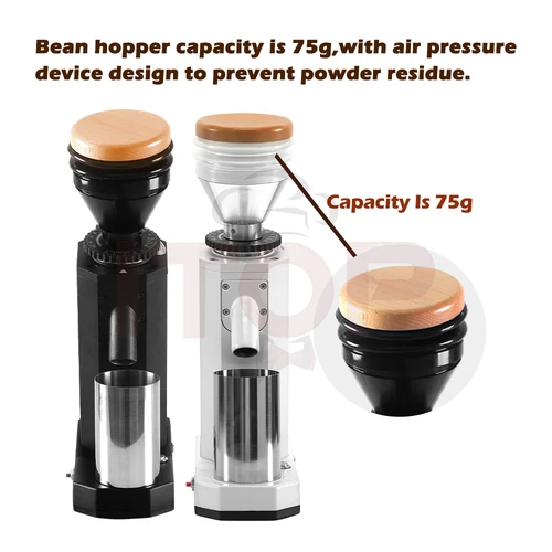 ITOP40 실린더 커피 그라인더 티타늄 버 원추형 40mm 금속 콩 호퍼, 75g 나무 커버 인기 콩 그라인더 가족 카페 V2 3