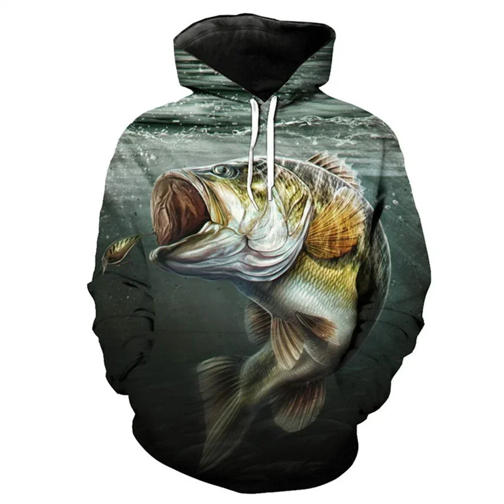 thumbnail image 1 of Sudadera con capucha para hombre, diseño de peces, estampado 3D, para amantes de la pesca, informal, de manga larga, ropa deportiva de gran tamaño, 6XL, 1 of 5