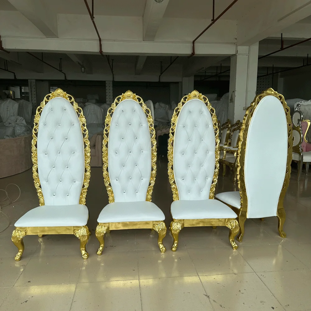 Custom Bride and Groom Wedding Sofa High Back Royal Furniture King Throne Chair luxury gold new style wedding two seat throne sofa king chair set for sales