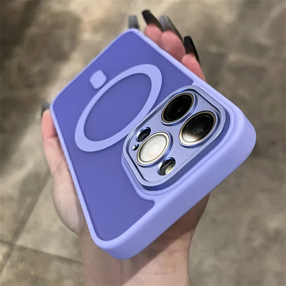 Matte Magnetic Phone Case with Wireless Charge and Camera Protector Bumper Cover