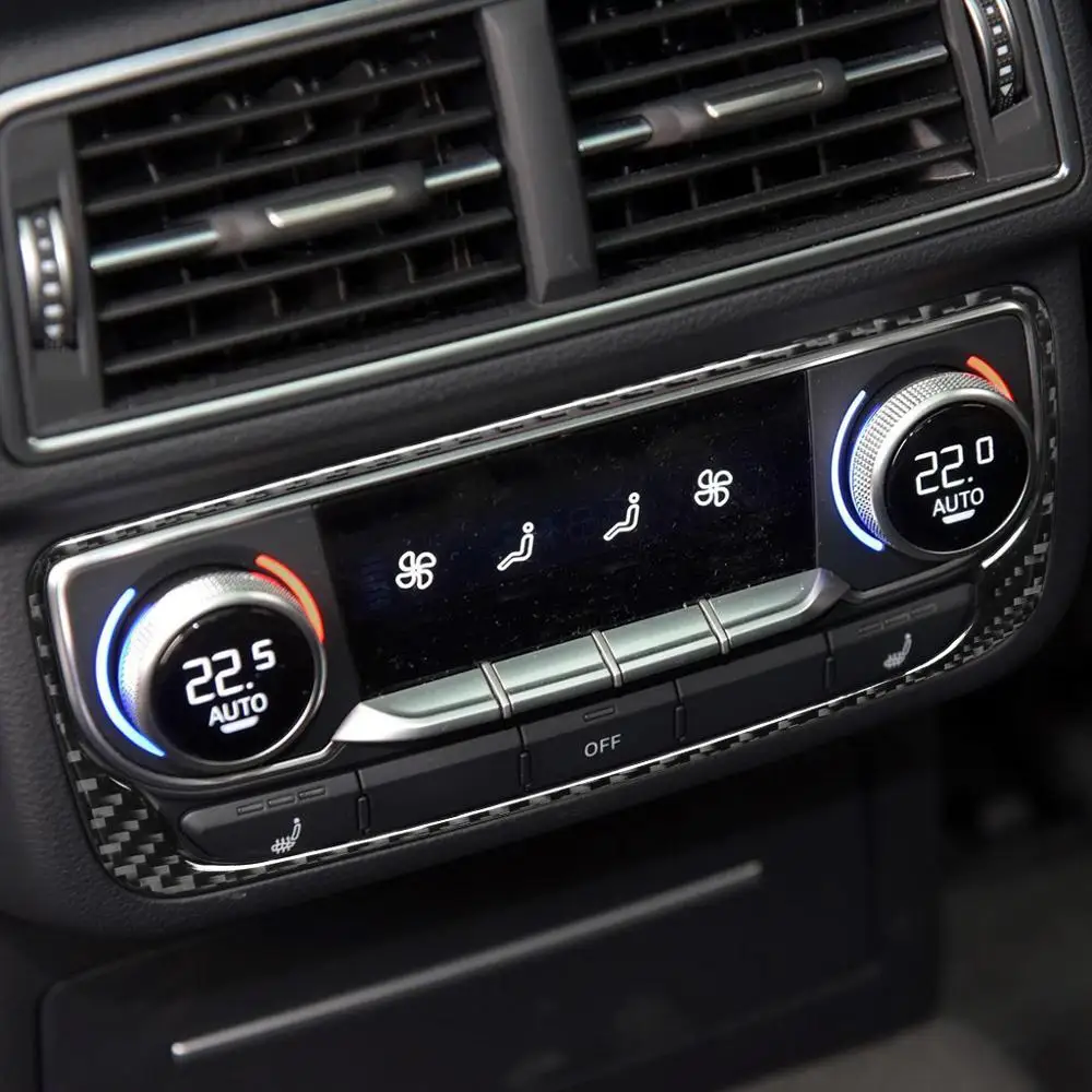 

For Audi Q7 16-19 SQ7 Car Rear Armrest Air Conditioner Control Panel Decor Cover Carbon Fiber Sticker Trim Auto Accessories