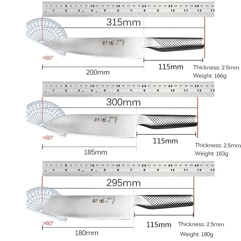 Zalm Sushi Mes Japanse Keukenmessen Groente Snijmes Roestvrijstalen Koksmes Vleesmes Santoku Messen