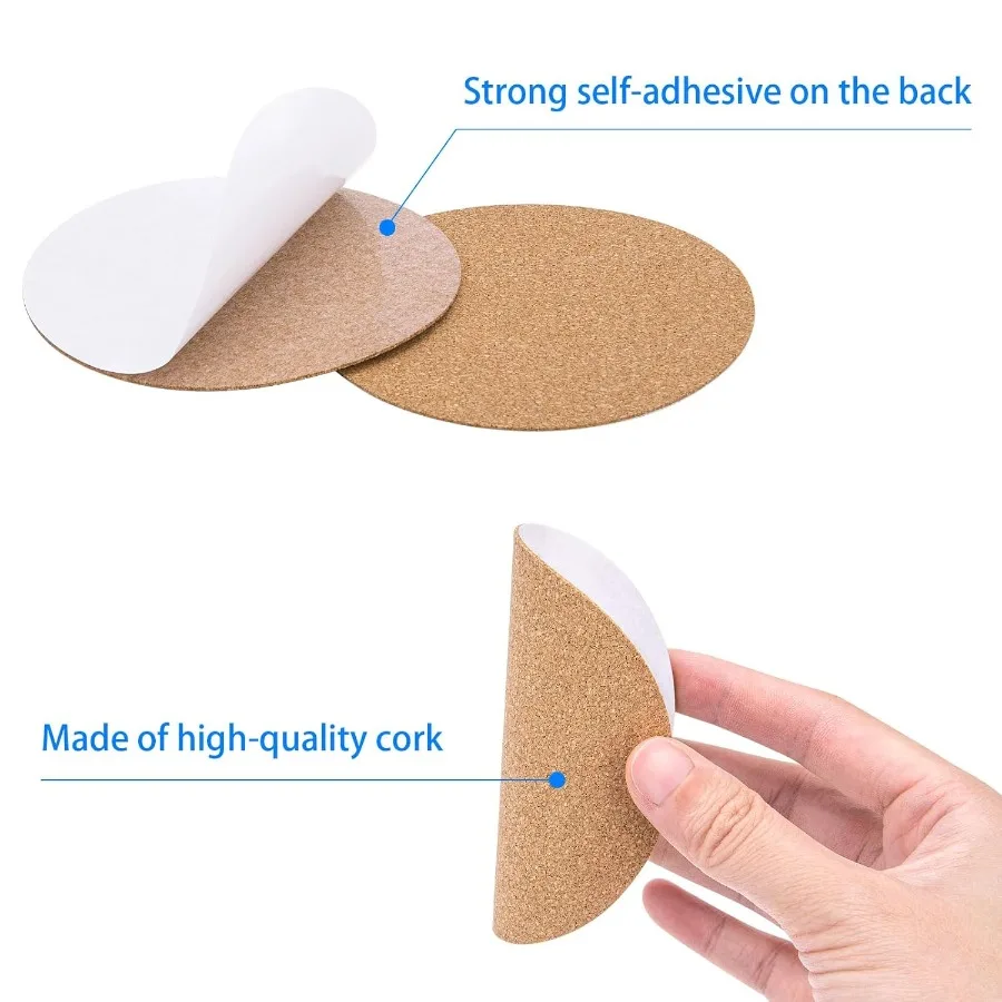 120PCS Self-Adhesive Cork for Coasters 3.74" Round Coasters for Crafts Drinks and Home Tabletop Decoration Easy to Customize Ma