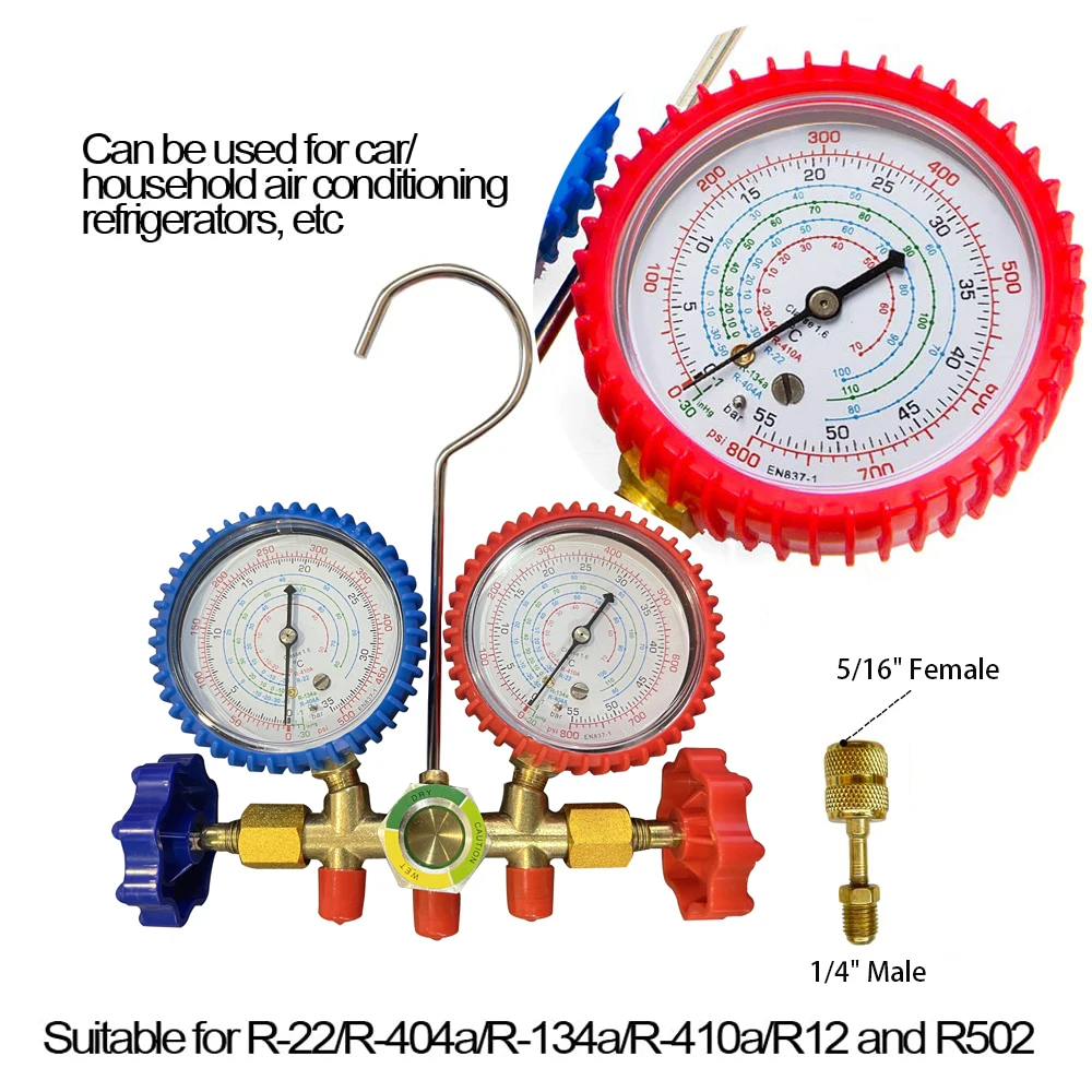 R410A R22 R134a R404A Manifold Gauge Set HVAC A/C Refrigeration Charging Service