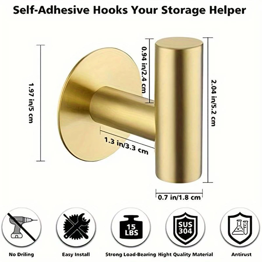 stainless steel hook adhesive hooks wall clothes hook kitchen hook towel hook stainless steel bathroom self-adhesive hook for clothes hats bags no punching required storage
