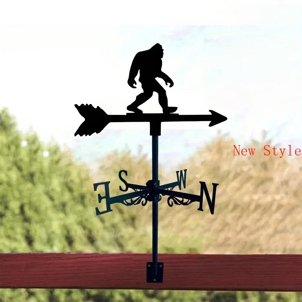 

Iron Garden Art Silhouette Gibbon Wind Vane Spike Weathervane Metal Wind Vane Yards Decoration Lawn Garden Iron Art Home Decor