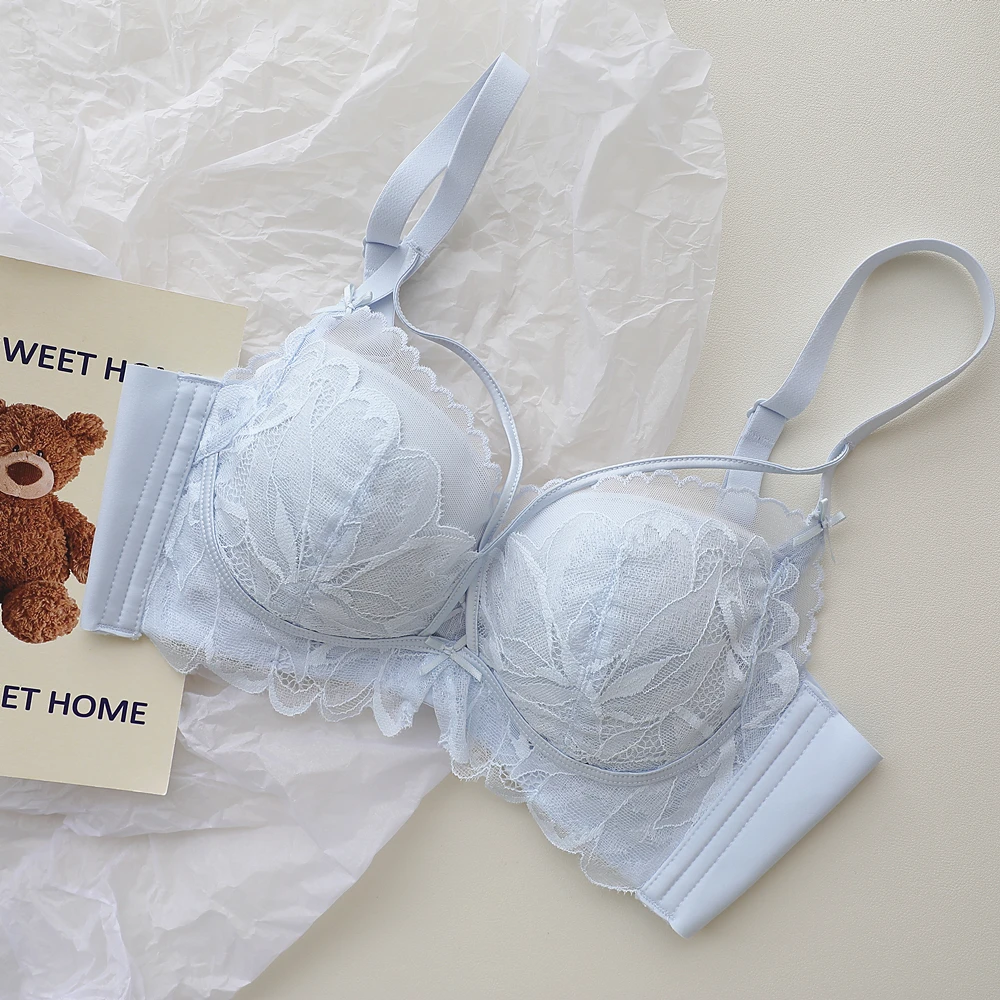 مثير الدانتيل الملابس الداخلية النسائية الصدور الصغيرة تجمع لإظهار كبير دون حلقة الصلب الملابس الداخلية مكافحة ترهل الثدي الصدرية