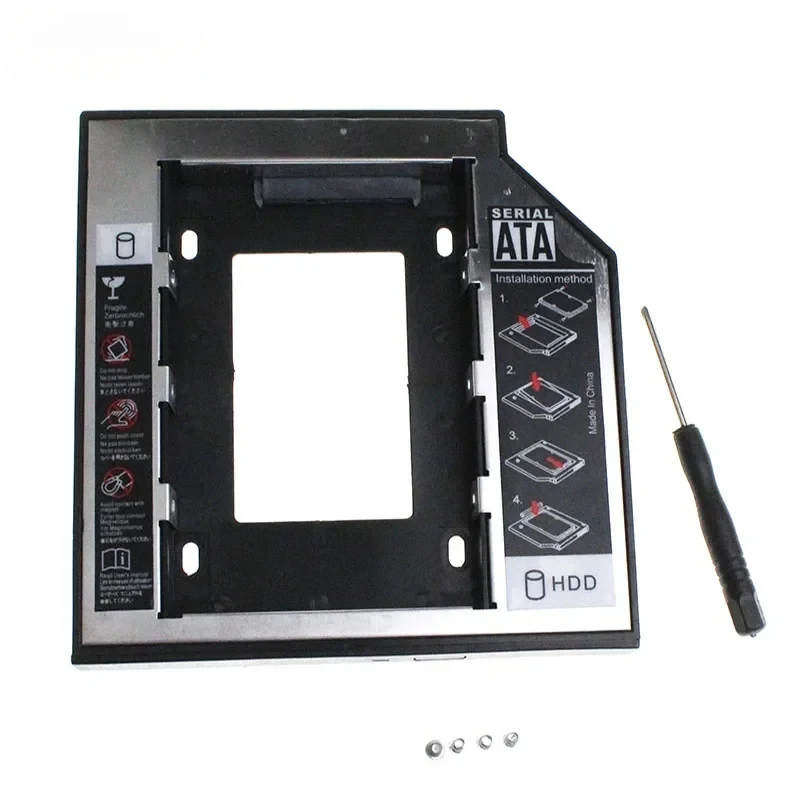 Aluminum 12.7mm Laptop SATA Optical Drive Tray Hard Drive Bay for 2.5" 1TB SSD HDD Chassis Enclosure + LED SSD Bracket