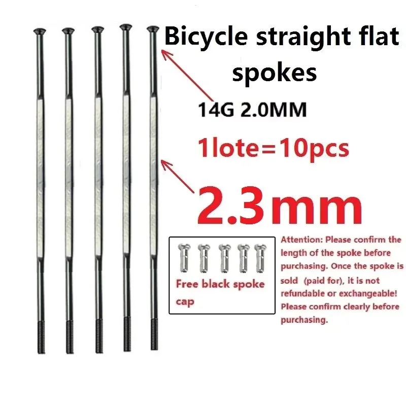 Bicycle broken wind spoke 14G black straight head flattened size 2.8mm flat spoke steel wire with cap bicycle parts