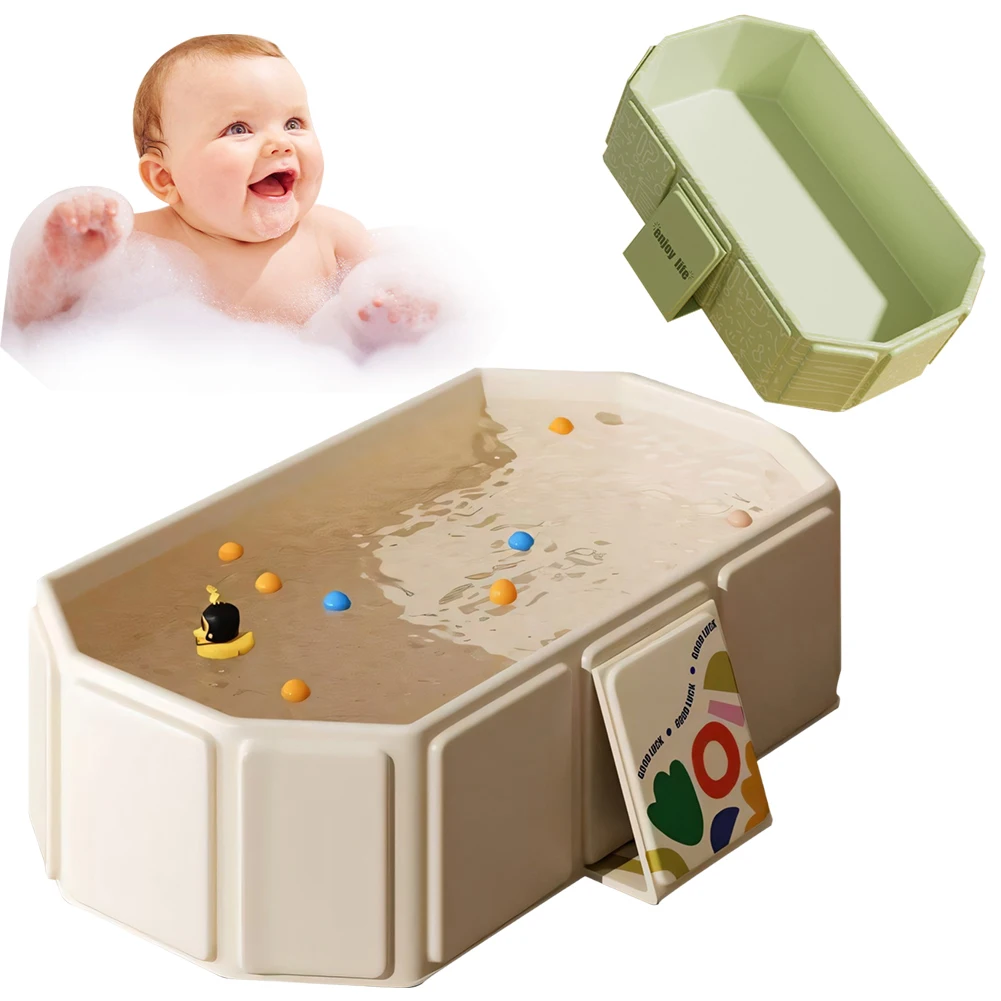 Collapsible Baby Bathtub for Infants & Toddlers – Foldable Baby Bath Tub with Drain Outlet