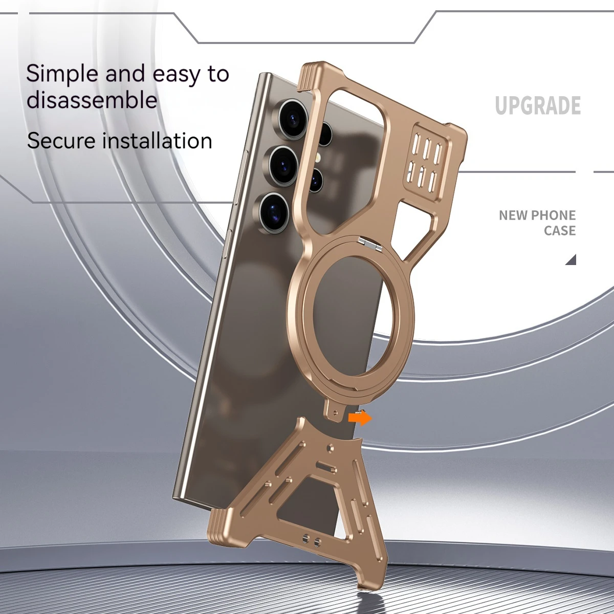 Enhanced Metal Phone Case with Heat Dissipation, Rotating Bracket, and Magnetic Suction Frameless Back Cover