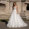 ANGEL Boho Glitter Wedding Dress Women Customized Backless A-Line Appliques Vestido De Novia V-Neck Tulle Bride Dress Plus Size 1