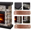 Electric Fireplace with Mantel, 40”W Faux-Stone Fireplace Mantel, Tall Fire Place Freestanding,40”Wx12”Dx35”H 3