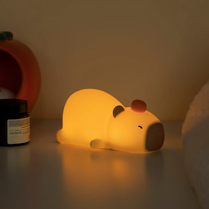 Capybara Night Light Cute Silicone Lamp LED Touch Sensor Lamp RGB Soft Lamp Children Night Light Bedroom Desktop Decoration Gift