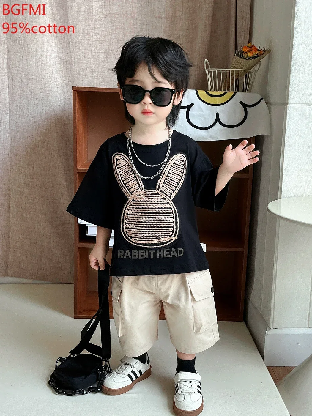 Korean Children's Top and Bottom Clothes Set Summer Kids Boys Clothes Baby Outdoor T-shirt + Shorts Two Pieces Set 1-11Y