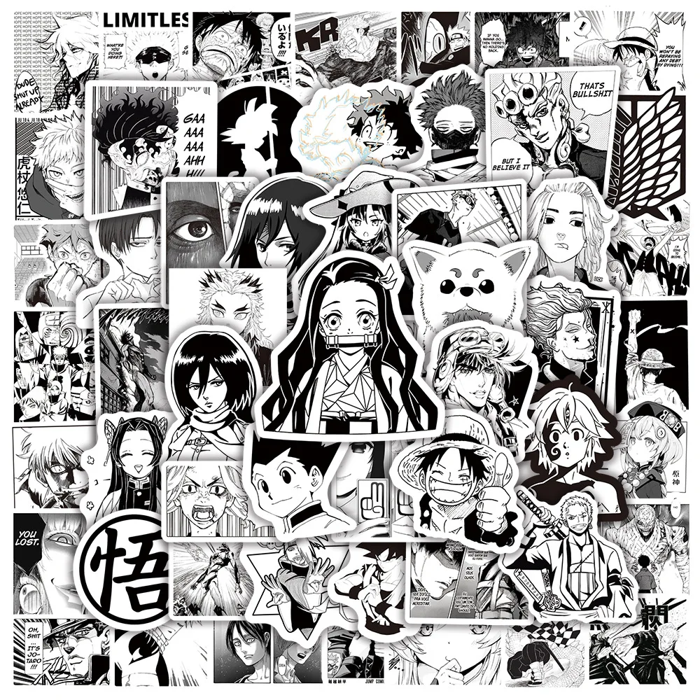 Anime Stickers 50/100PCS Mix Demon Slayer Dragon Ball One Piece Graffiti Decals For Phone Laptop Luggage Bike Car