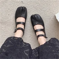 Designer Split Toe Flats Shoes Buckle Strap Women Comfort Bottom Ballerina Shoes Soft Leather Solid Outdoor Footwear - Image 4