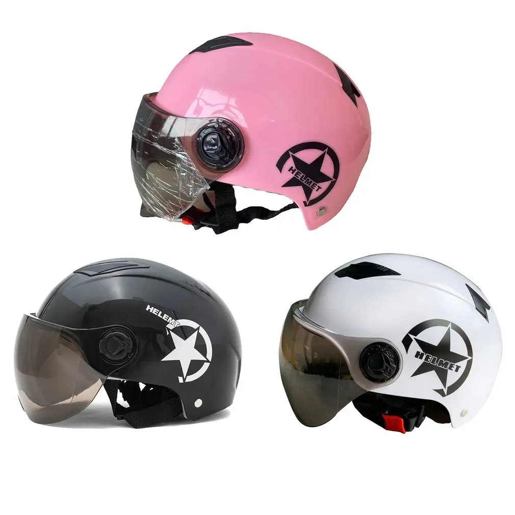 

Face Helmet Motorcycle Open Dual Lens Visors Men Women Summer Electric Bicycle Helmet Scooter Motorbike Moto Bike Helmets