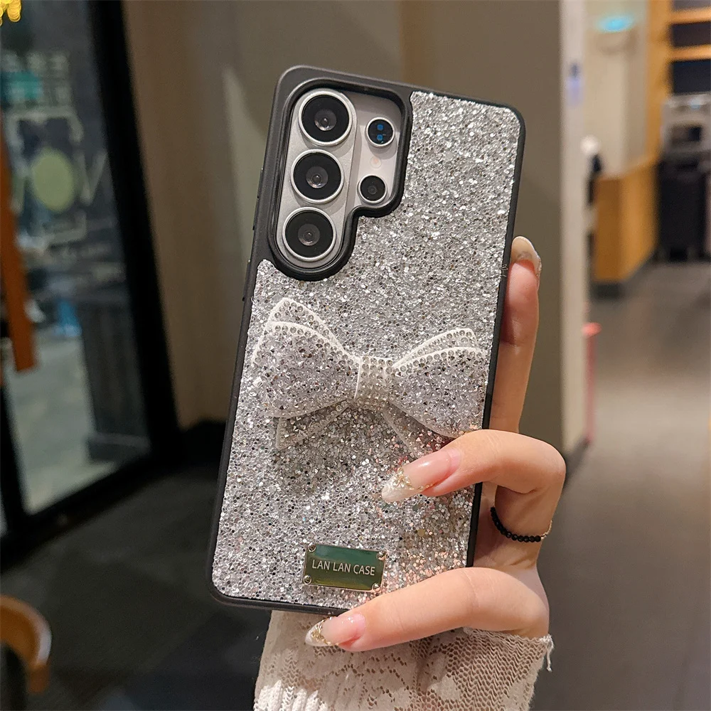 Luxury 3D Rhinestone Butterfly Bow Glitter Phone Case - Full Screen Shockproof Bumper Cover
