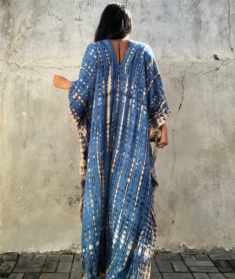 Fashion Casual Striped Print Long Dresses Women Bohemian V-neck Bat Sleeve Loose Slit Beach Dress Summer New Beachwear Vestidos 176 Fashion Casual Striped Print Long Dresses Women Bohemian V-neck Bat Sleeve Loose Slit Beach Dress Summer New Beachwear Vestidos