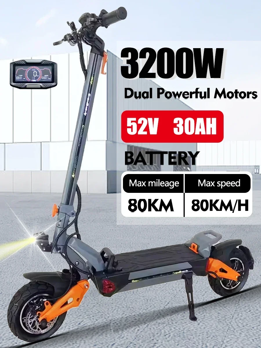 Electric scooter Z01 3200W 52V 30AH dual motor electric scooter max speed 75km/h max range 80km 10 inch off-road tyres foldable