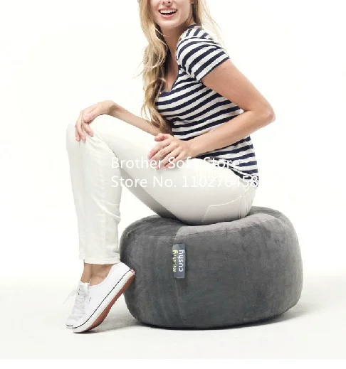 Beige color OEM/ODM Eco-Friendly round Genuine polyester oxford Filling Footstool Ottoman Pouf Cover