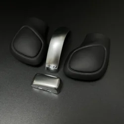 Chrome Matt Leather Shift Knob with Gear Side Cover and DSG Emblem (4PCS Matte)