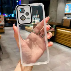 Clear Transparent Silicone Soft Case with Lens Protector for RedmiNote12ProPlus5G (White)