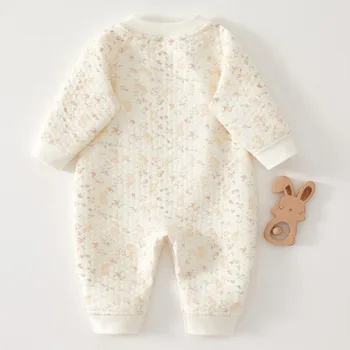 AYNIGIELL بذلة أطفال دافئة من القطن بمشبك ملابس الخريف ملابس حديثي الولادة ملابس خارجية سميكة بدلة طفلة 6