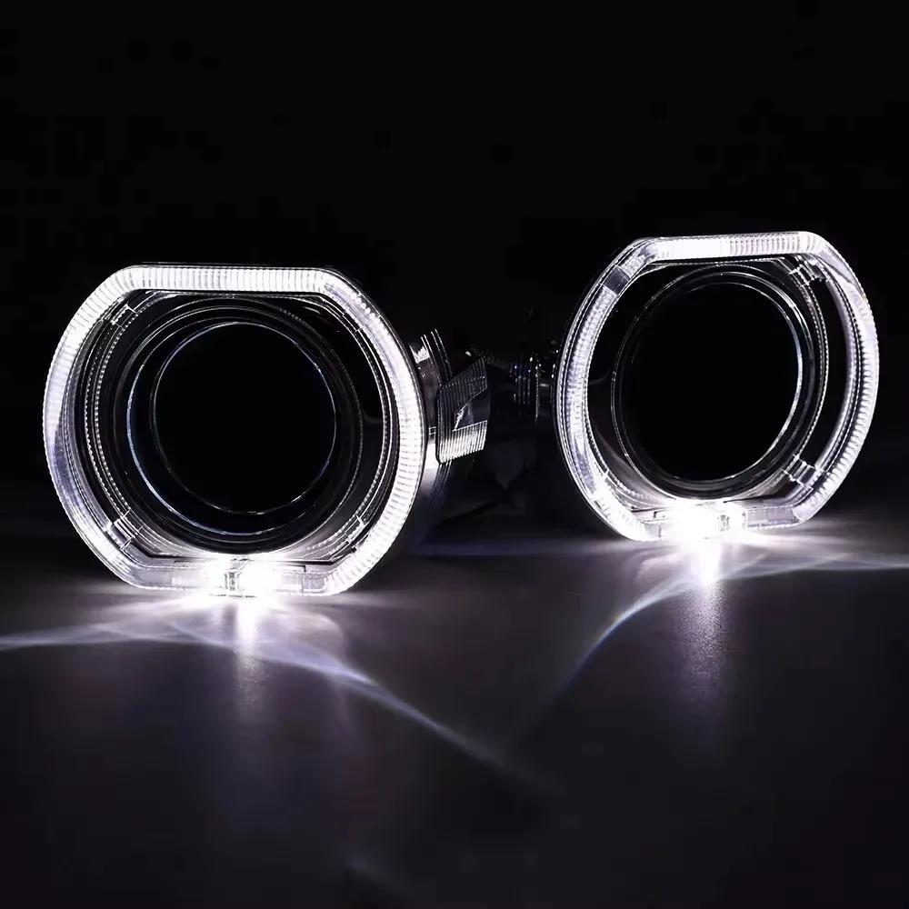 DRL Angel Eye Decorative Shrouds White Yellow RGB APP Control For 2.5 Inches and 3 Inches HID LED Projector Lenses Signal Light
