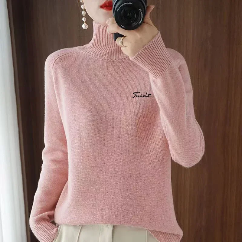 

Women's turtleneck sweater, loose thick cashmere sweater, golf long sleeve sweater, new 2023