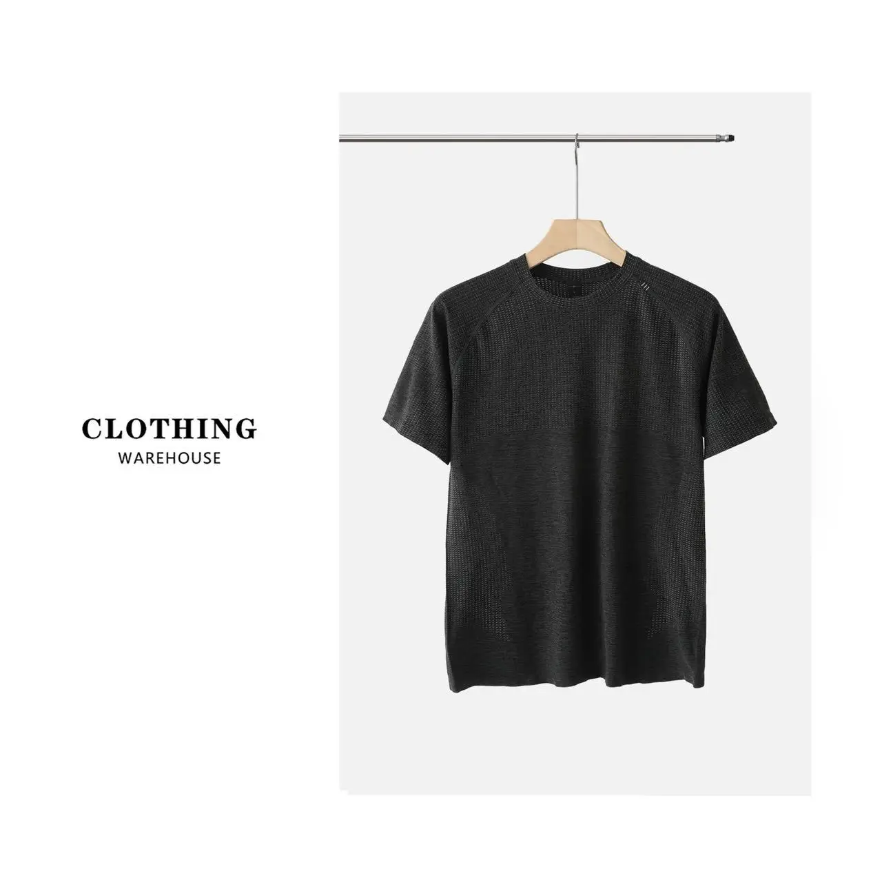 Herren Nahtloses Sport-T-Shirt Schnelltrocknend Atmungsaktives Mesh-Gym-Oberteil Hochelastisches Bodybuilding Fitness Kurzarm-Shirt – Detail 7