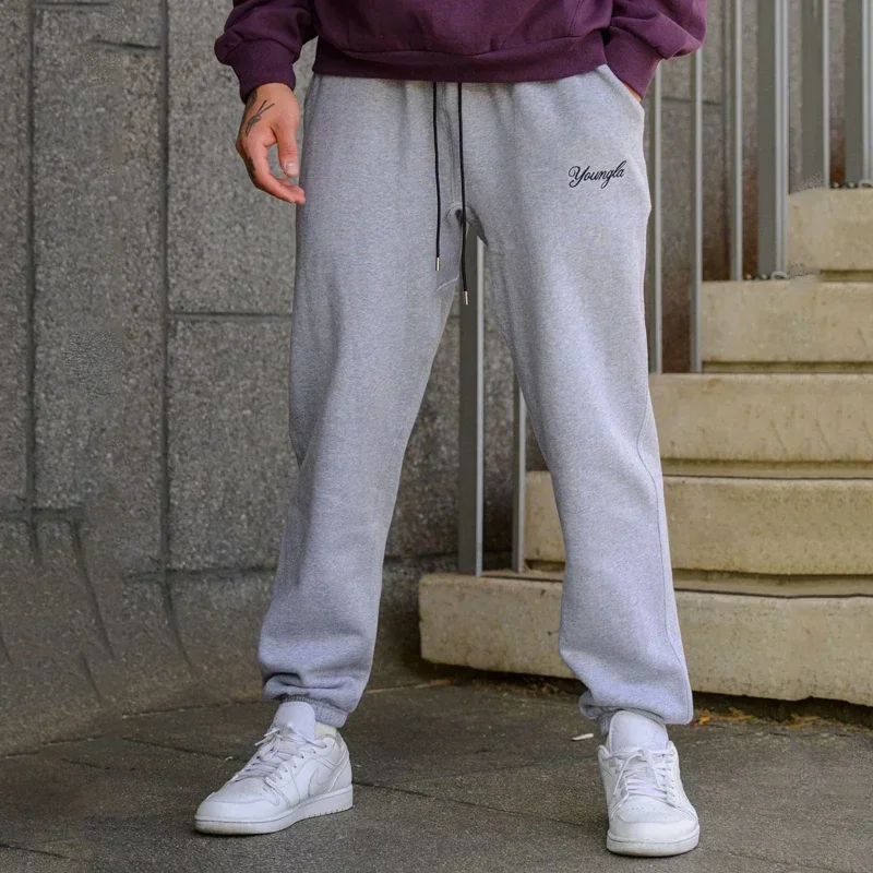 Men's embroidered cotton sportswear, American style, casual fashion, sportswear, men's fitness pants