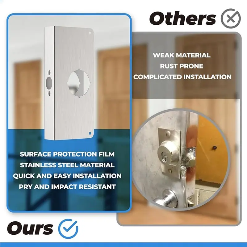 Stainless Steel Door Reinforcement Plate for Enhanced Security