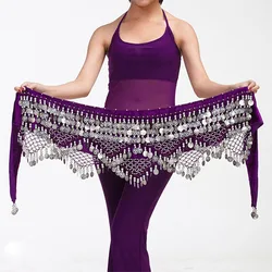 Elegant Belly Dance Coin Belt - Hip Scarf Waist Chain Accessory - Free size (Purple silver)