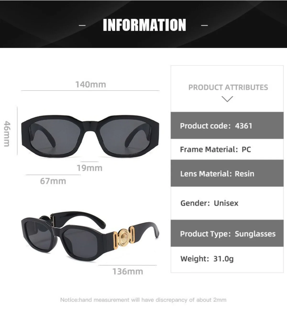 Vintage Retro-Sonnenbrille, kleiner Rahmen, UV400, quadratische Farbtöne, Unisex, leichte Reise-Sonnenbrille, modische Outdoor-Accessoires für Damen – Detail 3