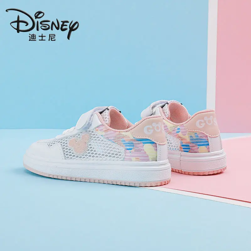 Mickey Mouse Children\'s Shoes Girls White 2024 High Quality Summer New Mesh Breathable Soft Bottom Light Joker Boys Board Shoes