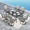 Patio Dining Set Pieces, Patio Dining Swivel Chairs Padded with 1 Umbrella Table, Outdoor Table and Chair for Lawn Garden 1